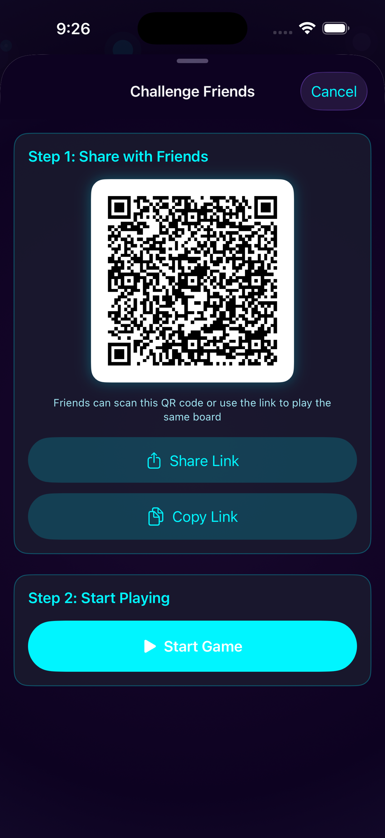 Wonder Words challenge creation screen